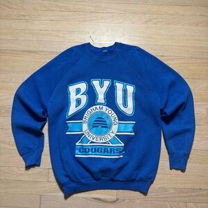 Vintage 80s/90s BYU Cougars Crewneck Sweatshirt Brigham Young University Large